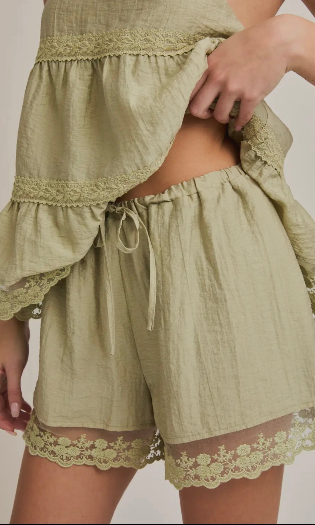 Sage Lace Shorts