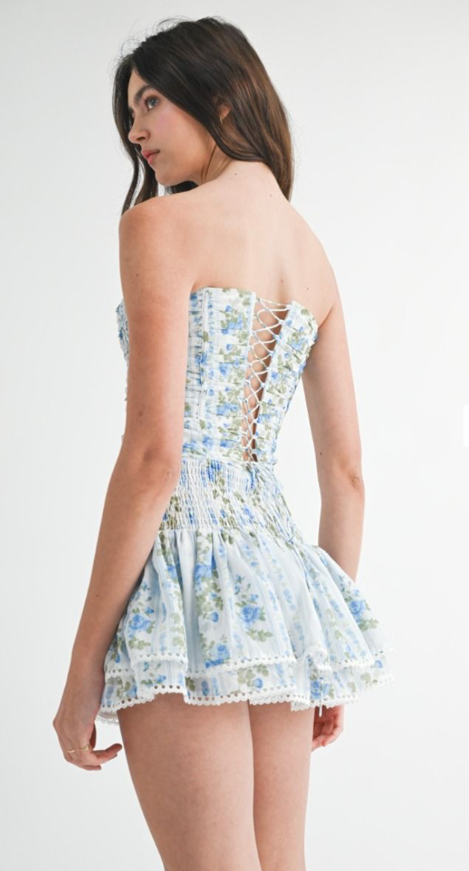 Melanie Blue Floral Croset