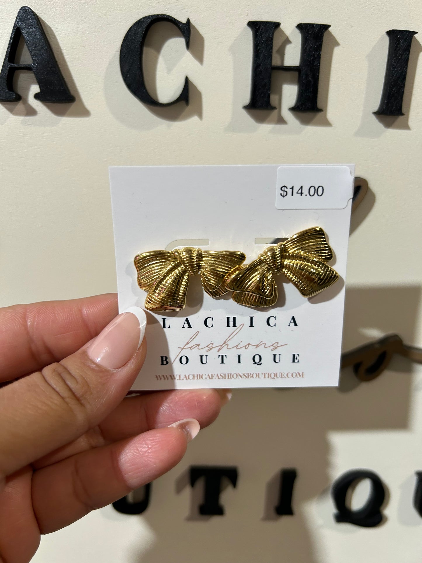 Gold Chunky Bow Stud Earrings