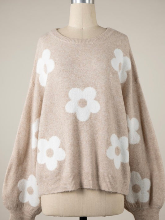 Flower Print Sweater