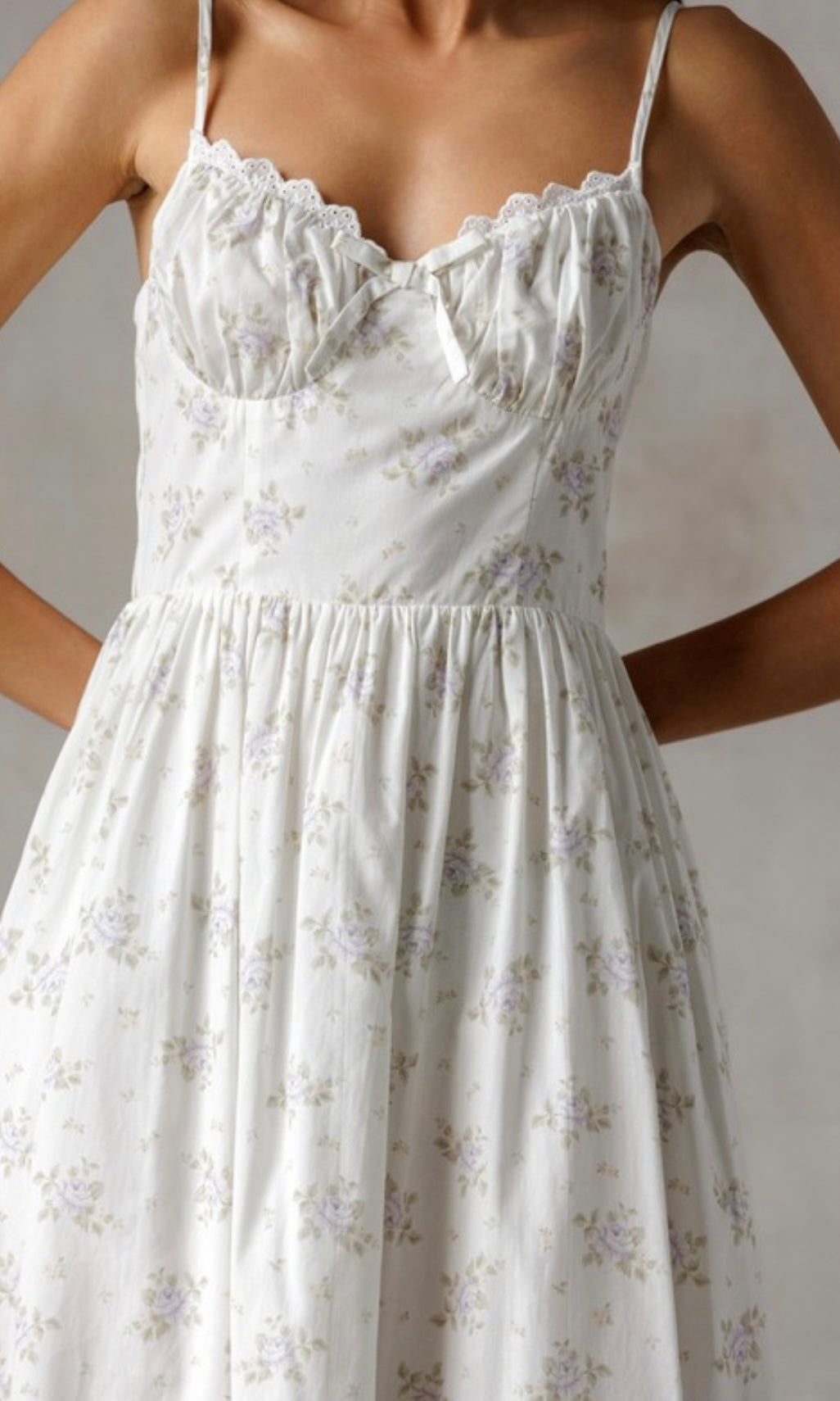 White Lavender Floral Dress