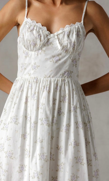 White Lavender Floral Dress