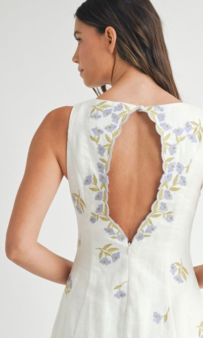 Floral Embroidered Square Mini Dress