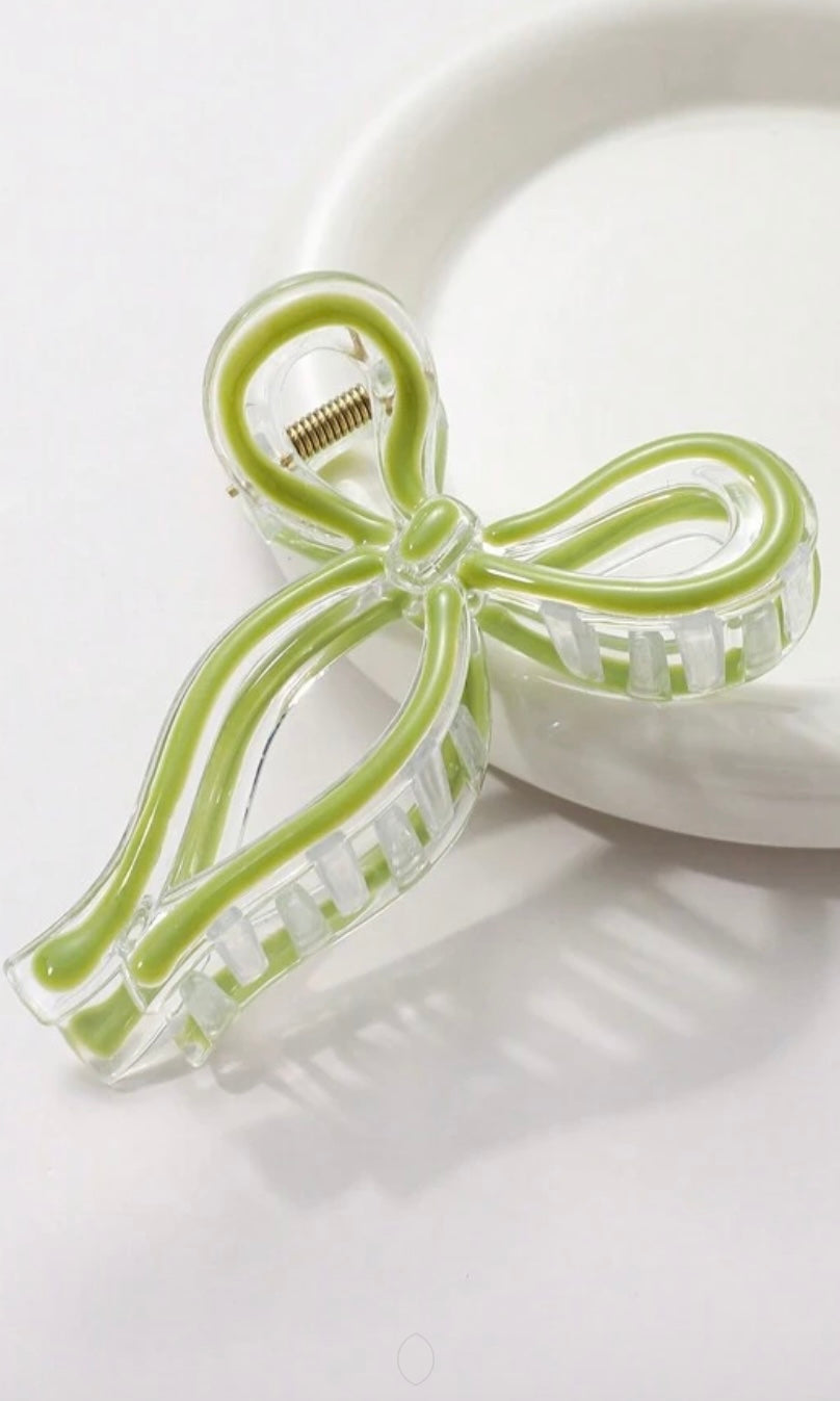 Sage Bow Claw Clip