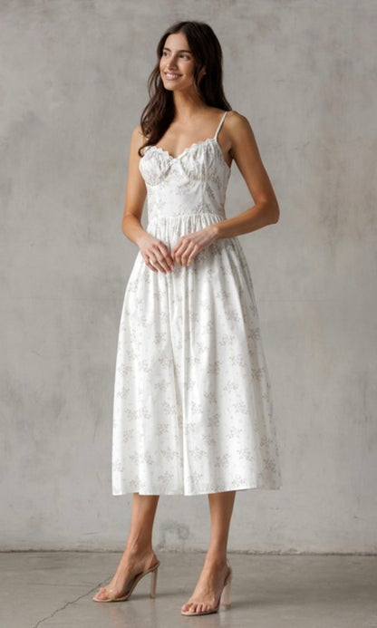 White Lavender Floral Dress
