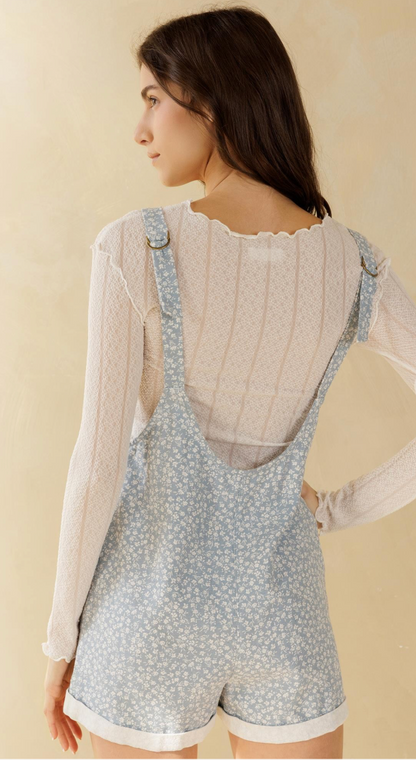 Floral Blue White Romper
